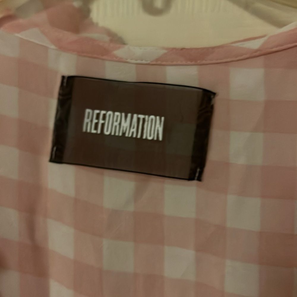 Reformation Leanna pink Gingham wrap Dress size xl - Picture 5 of 5